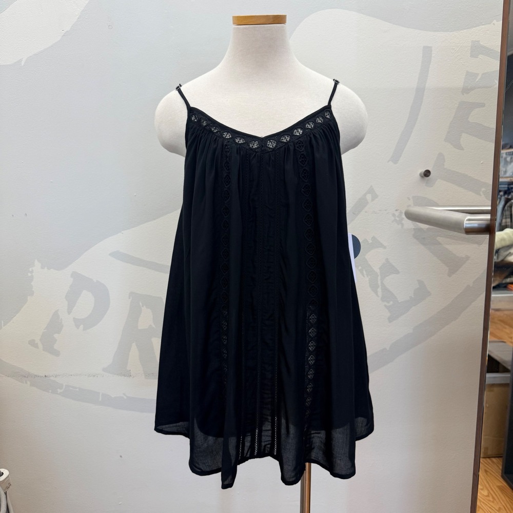 Amuse Society Black Lexa Cami Mini Dress Whimsigoth Lace Trim size XS NWT